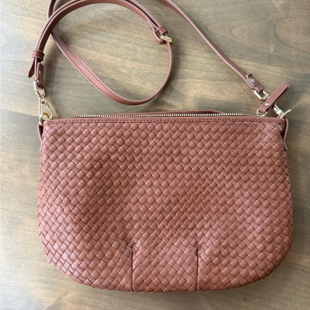 Elegant Brown Woven Leather Shoulder Bag